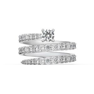 Silver Spiral Ring with Diamond Pavé and Centerpiece